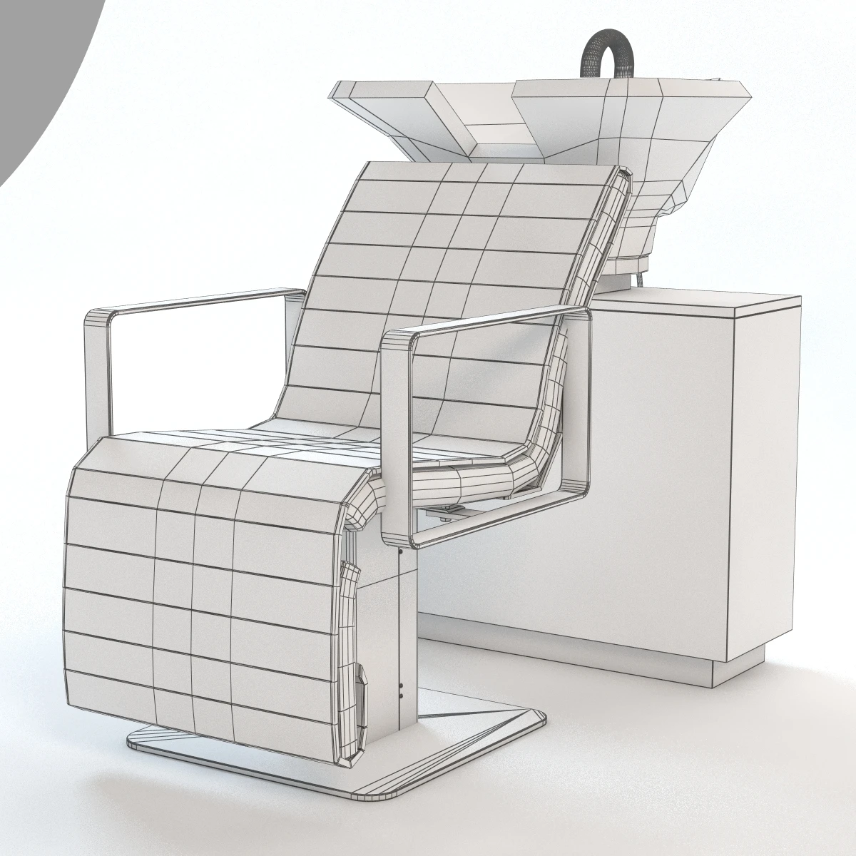 Salon Chair With Wash Bin 3D Model_06
