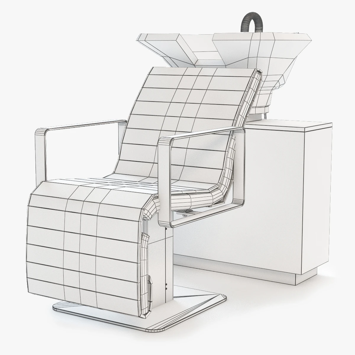 Salon Chair With Wash Bin 3D Model_05