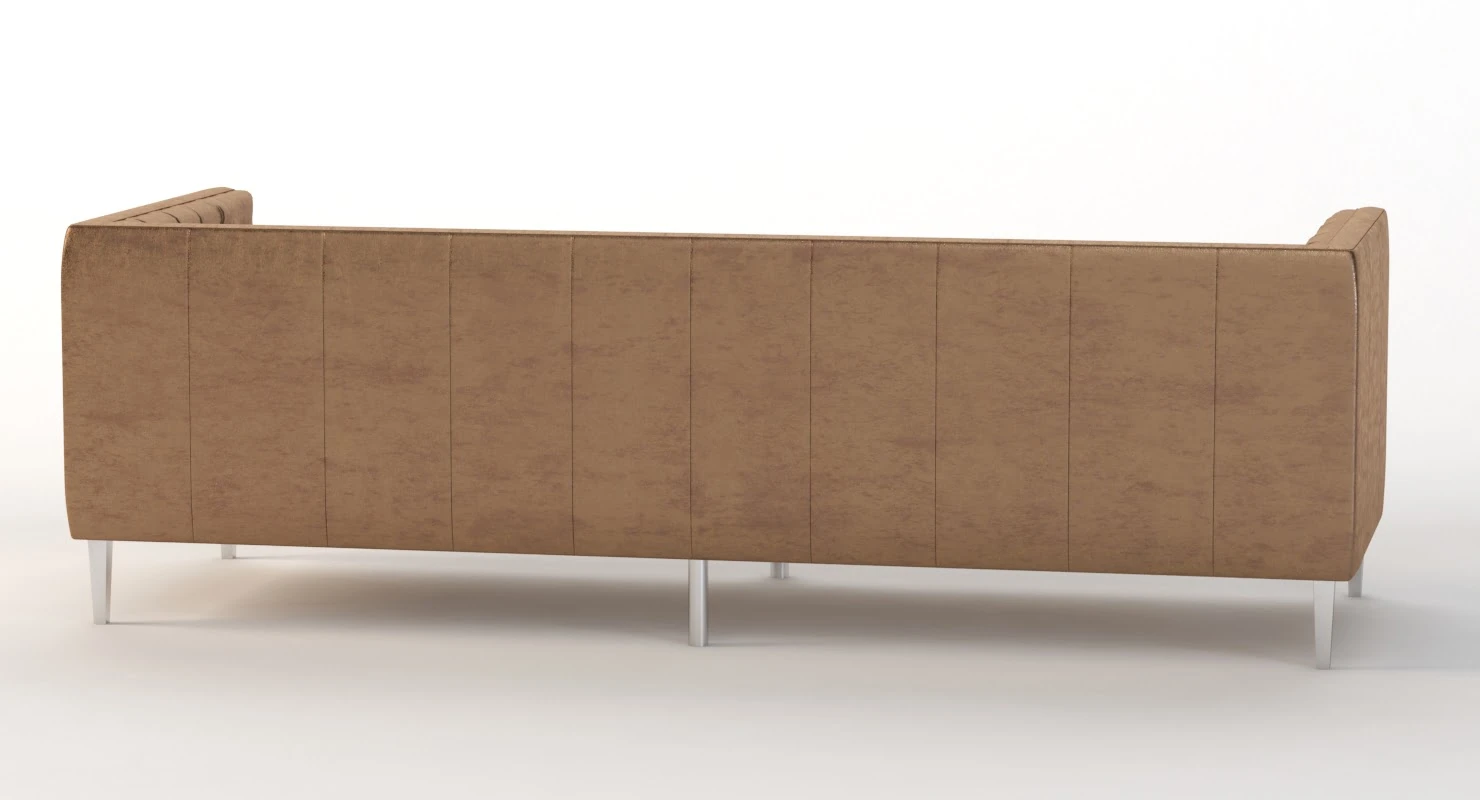 Savile Dark Saddle Brown Leather Tufted Sofa 3D Model_07