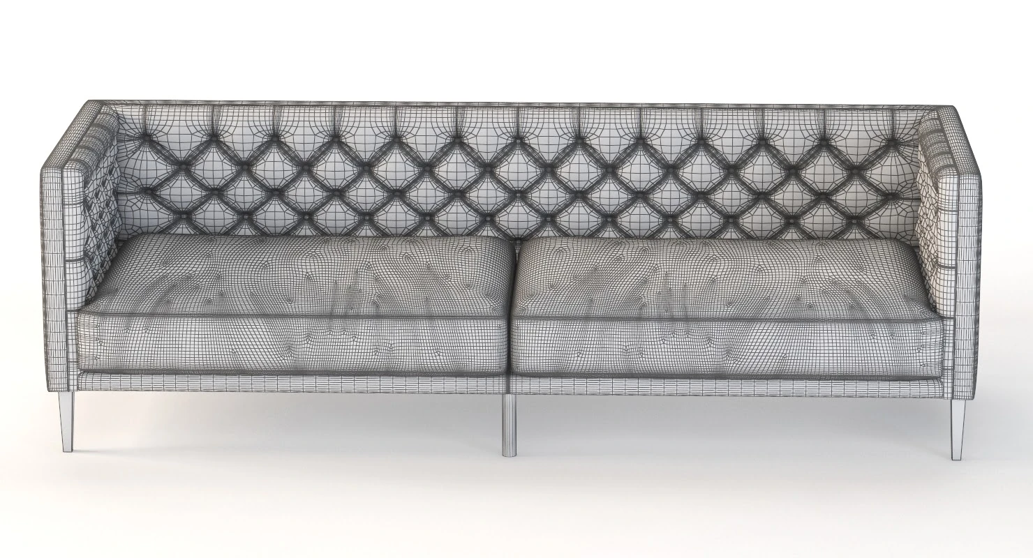 Savile Dark Saddle Brown Leather Tufted Sofa 3D Model_011