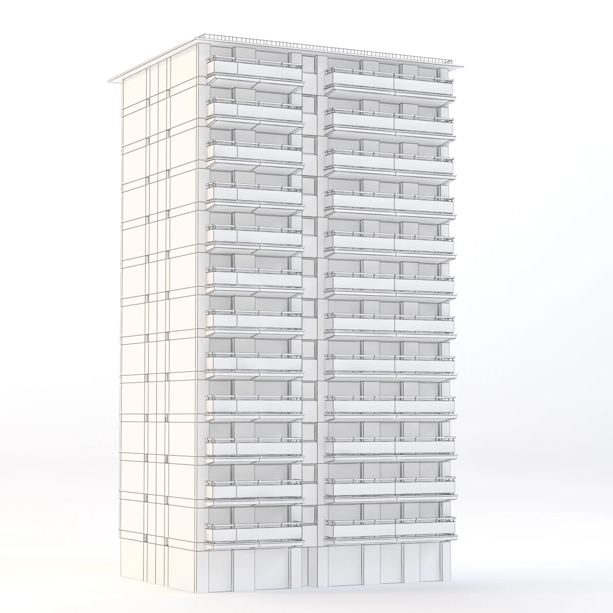 Apartment Building In Paris 3D Model_013