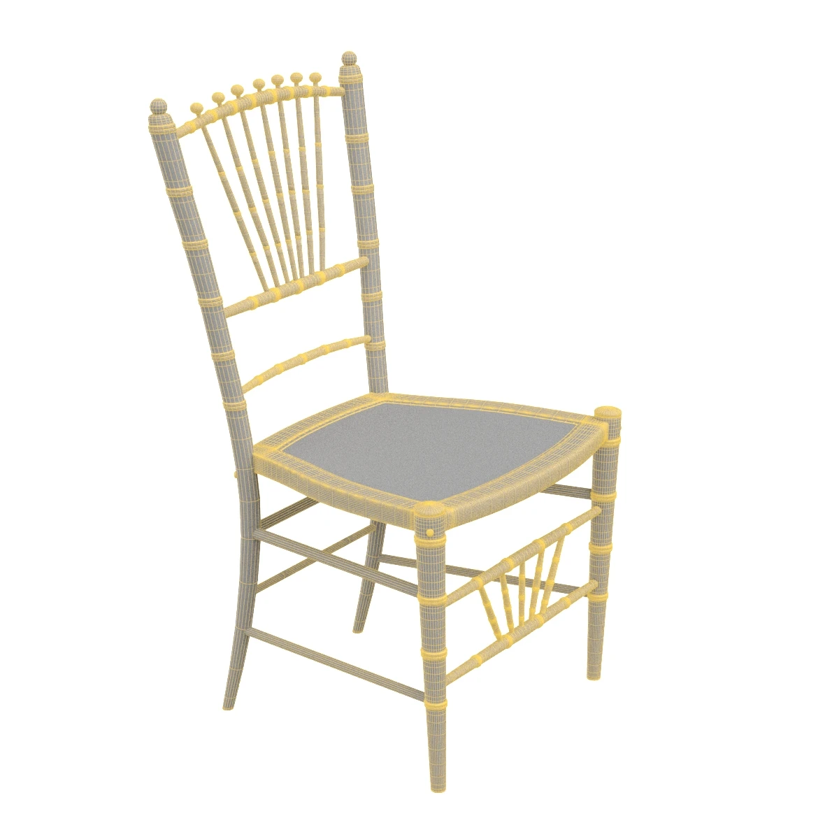 19th Century English Bamboo and Rattan Ballroom Chair 3D Model_07