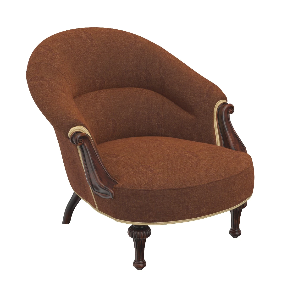 19th Century English Upholstered Tub Chair 3D Model_01