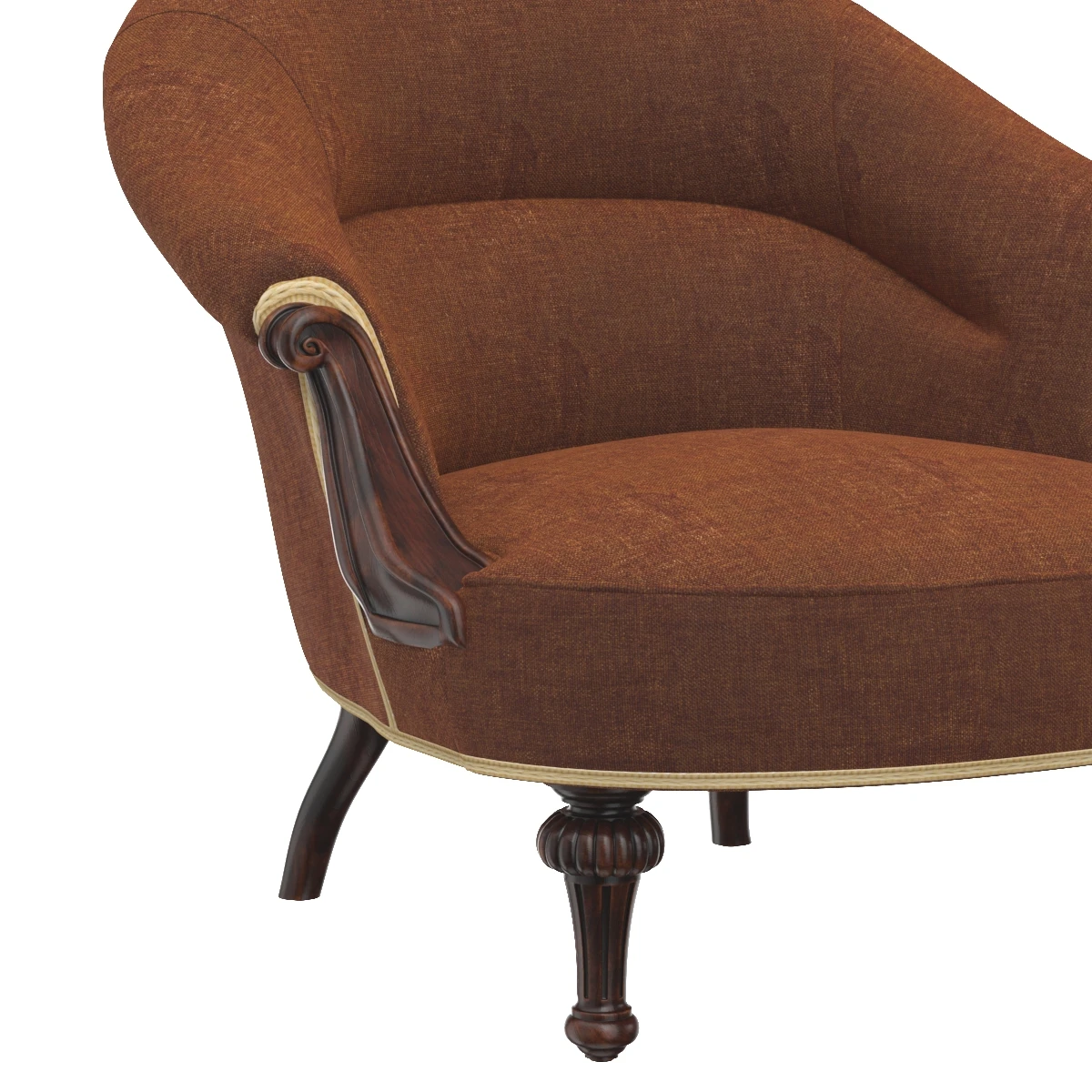 19th Century English Upholstered Tub Chair 3D Model_05