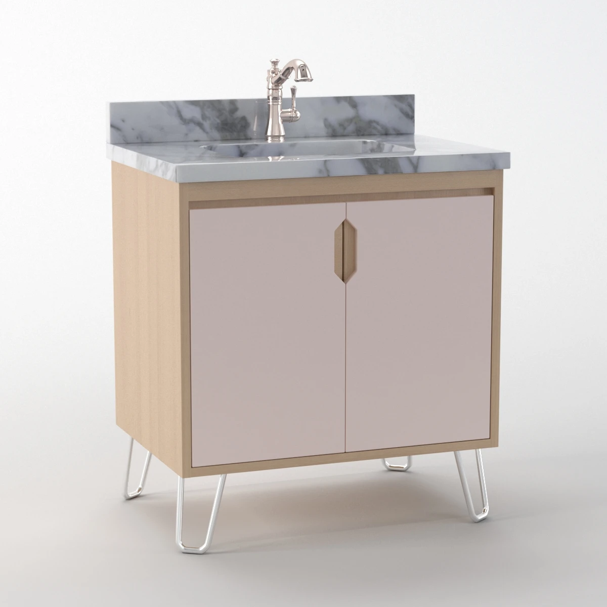 30 inch Millie Teak Vanity for Rectangular Undermount Sink 3D Model_01
