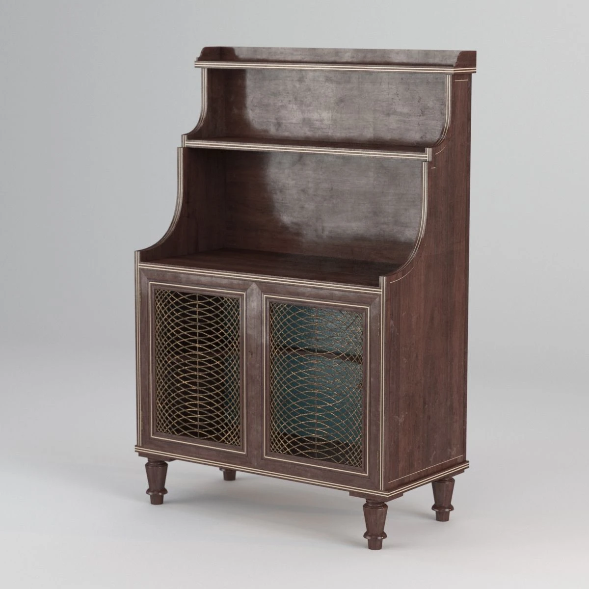 1820s English Regency Period Waterfall Bookcase 3D Model_01