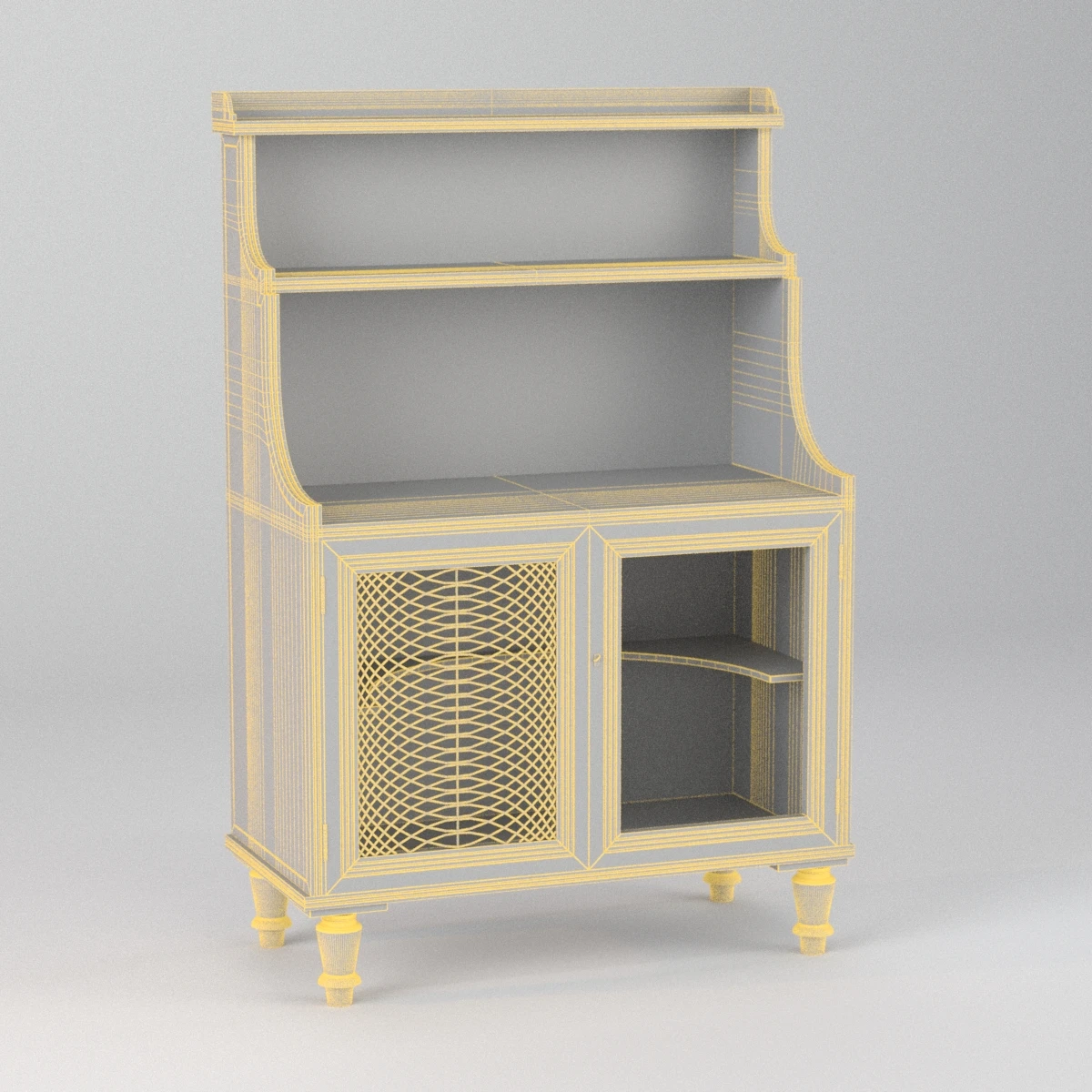1820s English Regency Period Waterfall Bookcase 3D Model_08