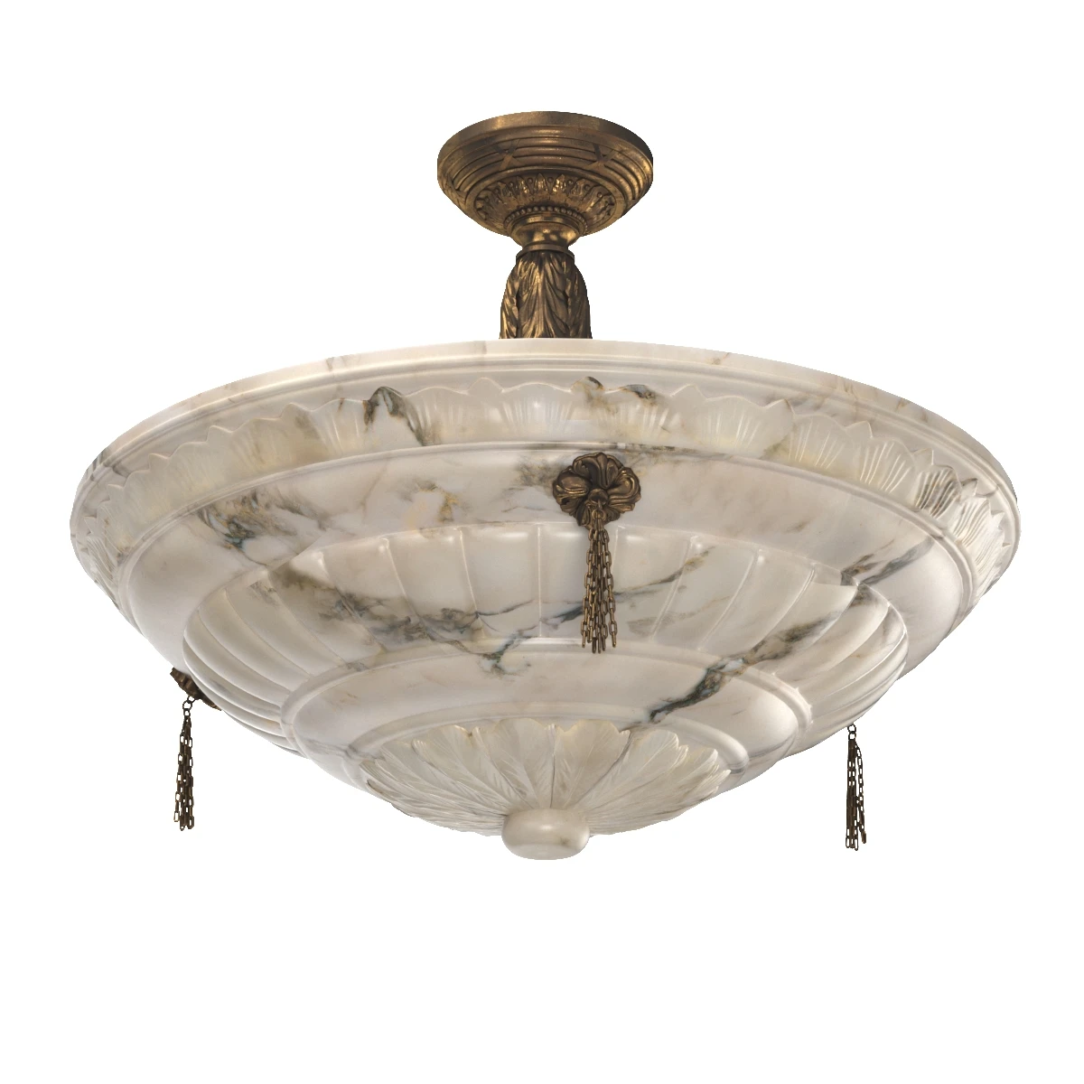 1910 White Alabaster Chandelier 3D Model_01