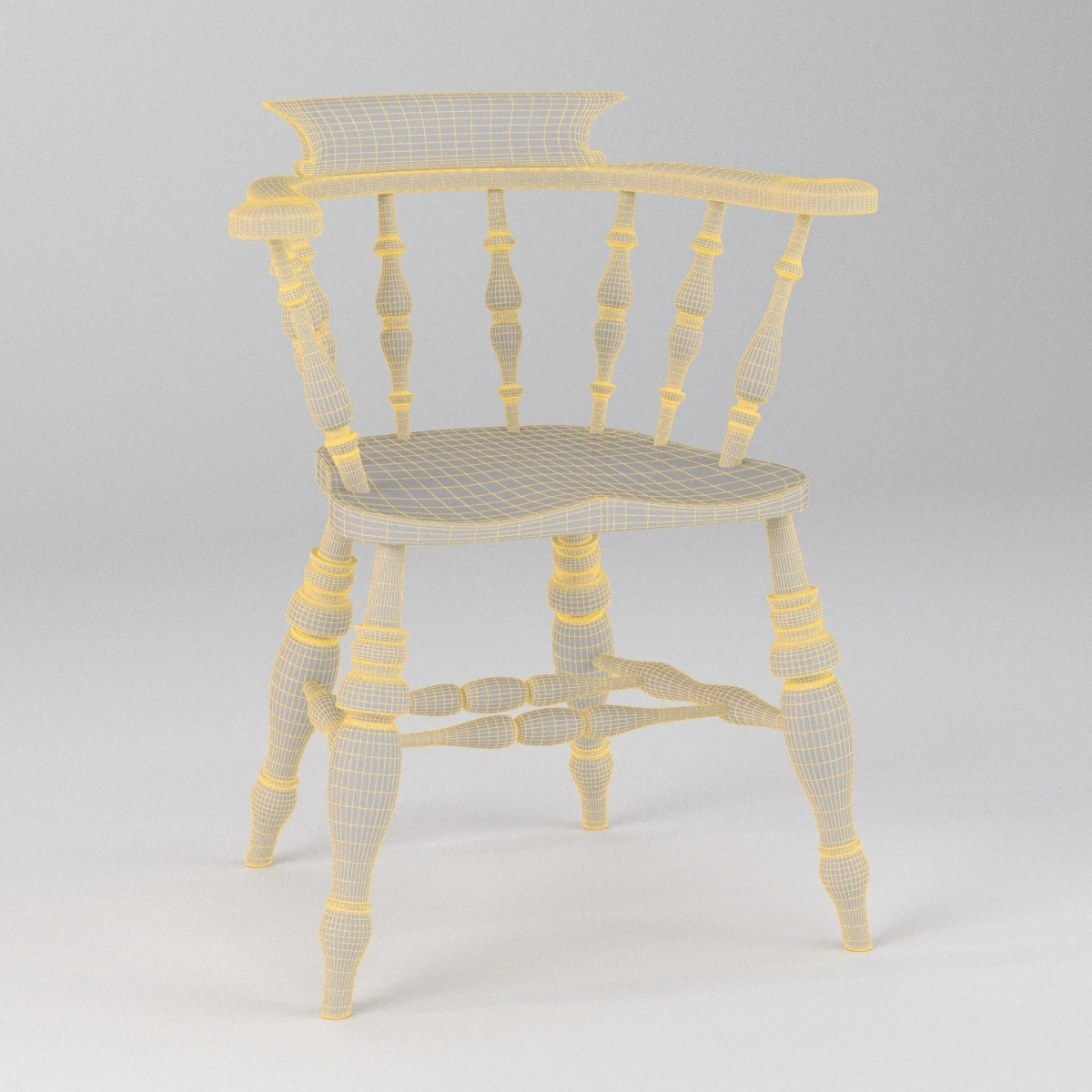 Antique Set of Five English Elmwood Windsor Chair 3D Model_07