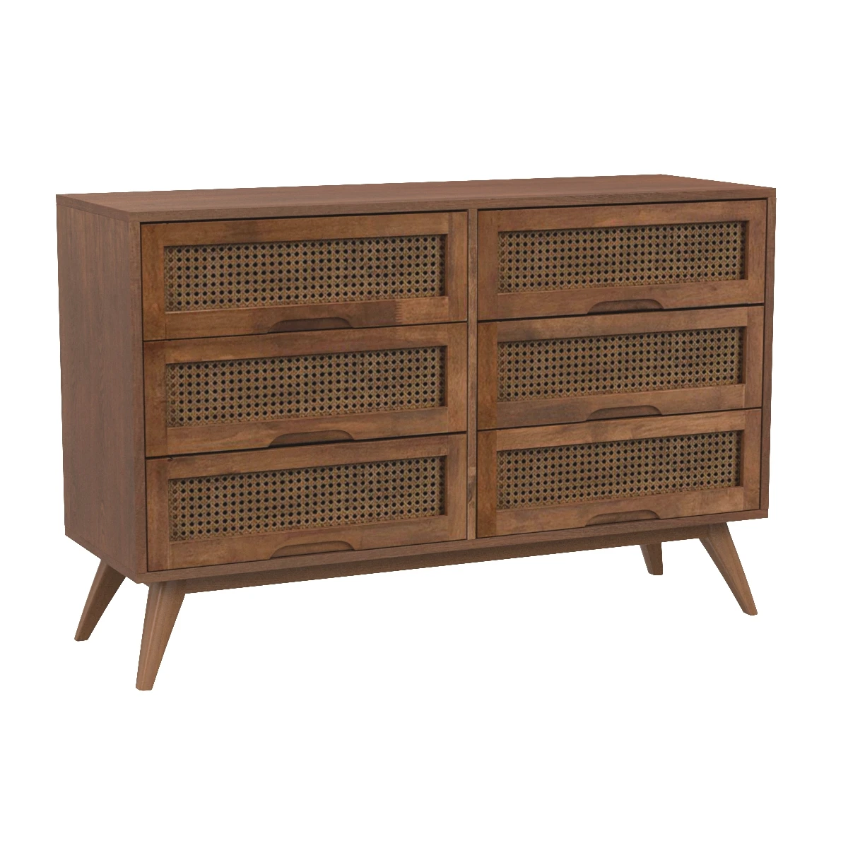 Barrett Mid Century Modern synthetic Rattan 6 Drawer Dresser 3D Model_01