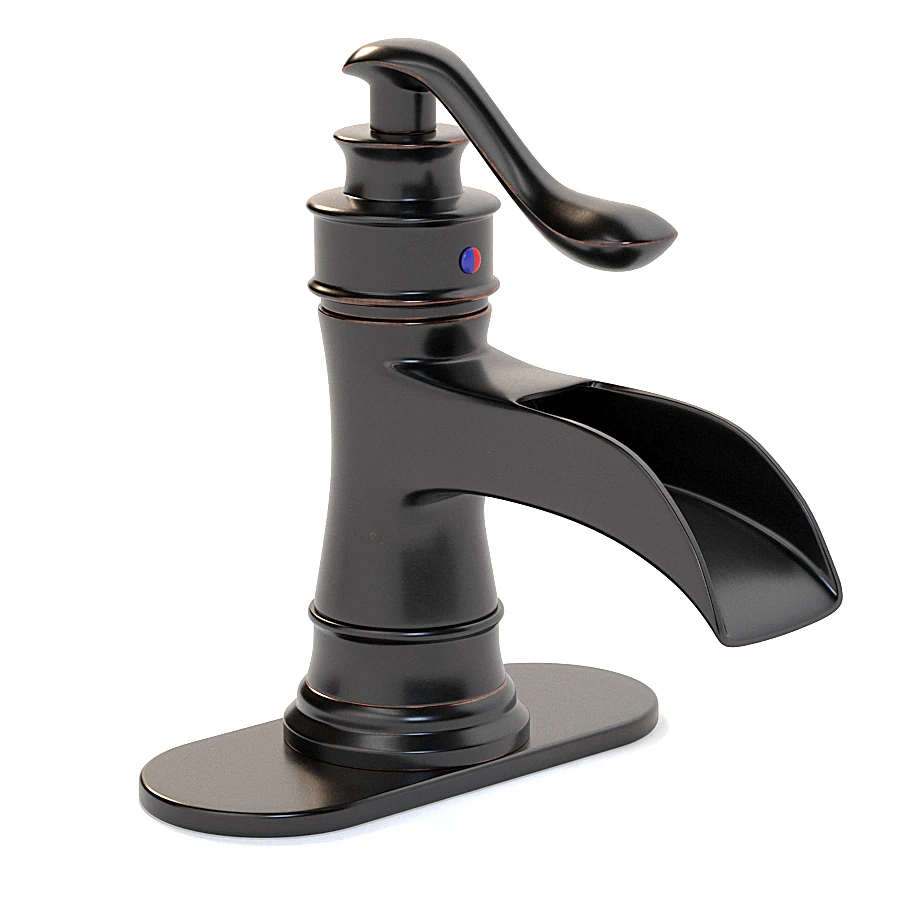 Bathfinesse Oil Rubbed Bronze Bathroom Faucet Single Handle Single Hole 3D Model_01