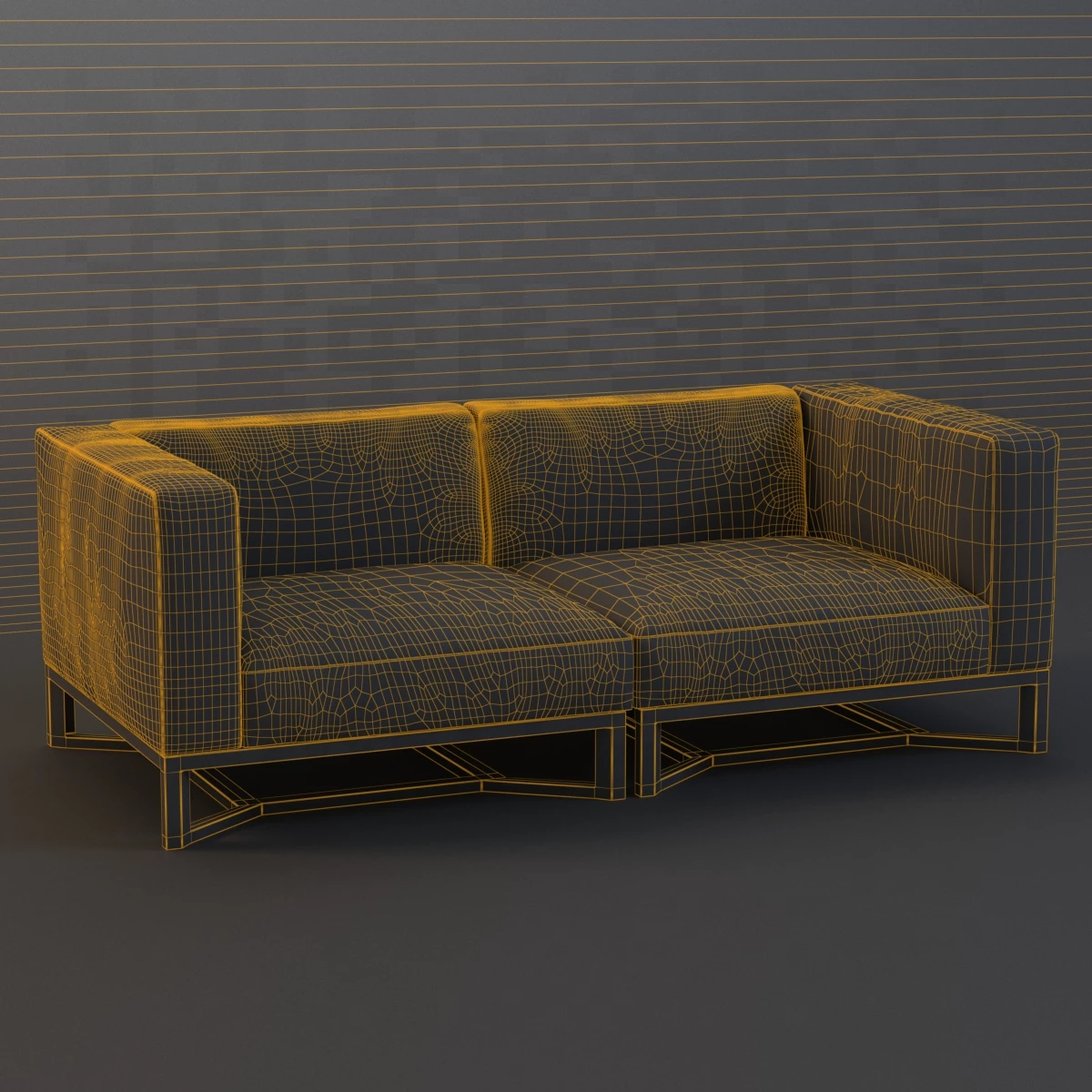 Bloc Modular 2 Seater Sofa by Gloster 3D Model_06