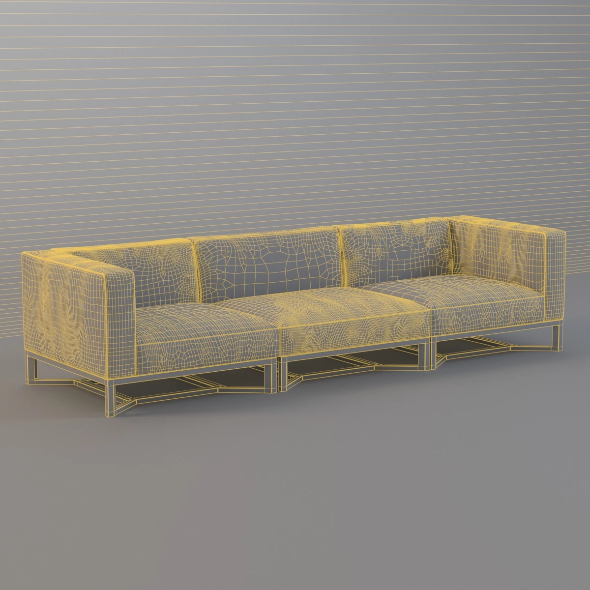 Bloc Modular 3 Seater Sofa by Gloster 3D Model_06