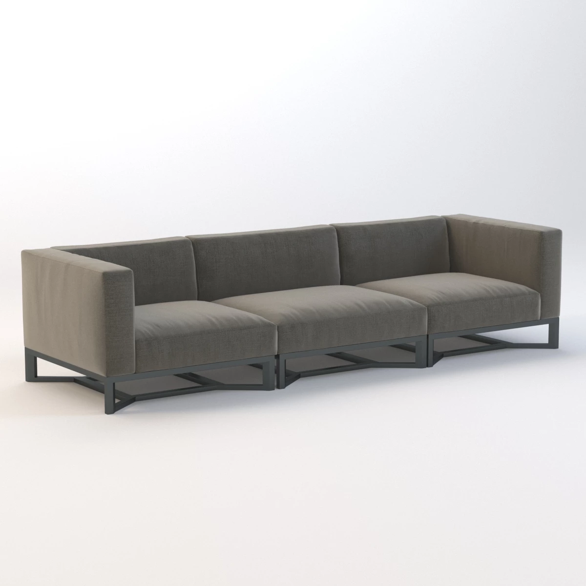 Bloc Modular 3 Seater Sofa by Gloster 3D Model_01