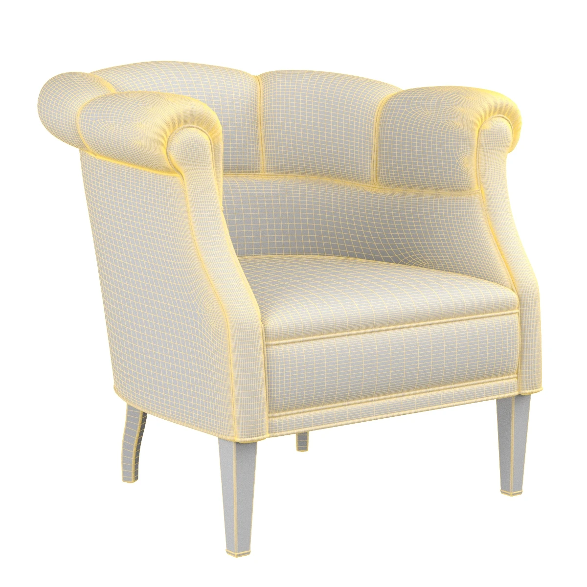 Danish Pair of 1940s Low Lounge Tub Chairs in Red Mohair 3D Model_07