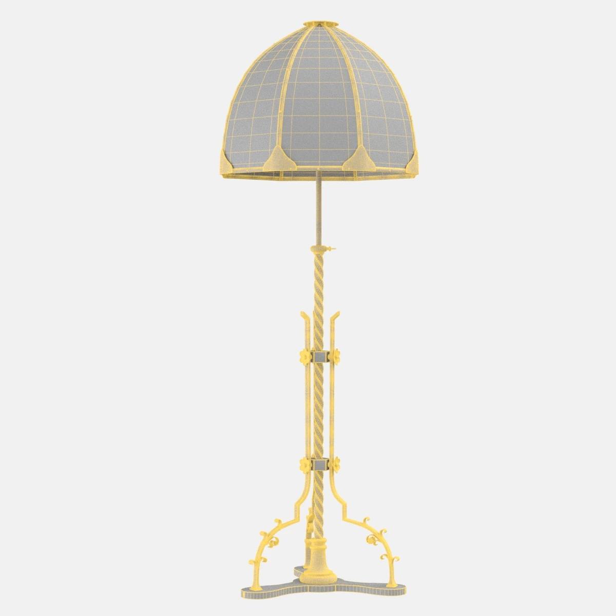 Early 1900s Solid Brass Floor Lamp 3D Model_07