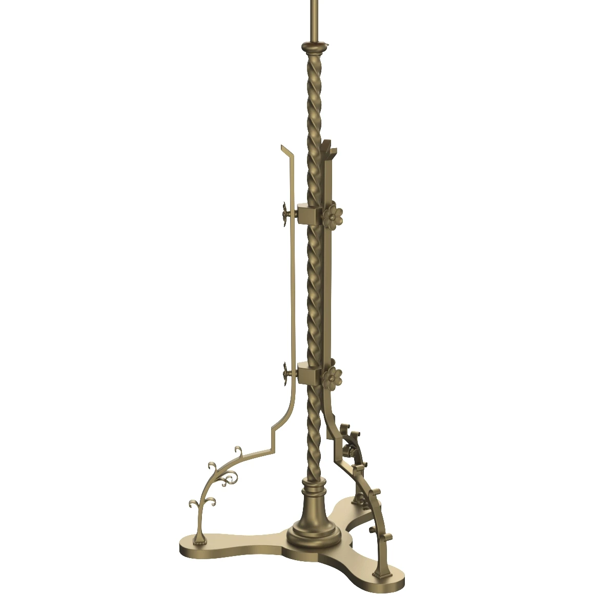 Early 1900s Solid Brass Floor Lamp 3D Model_04