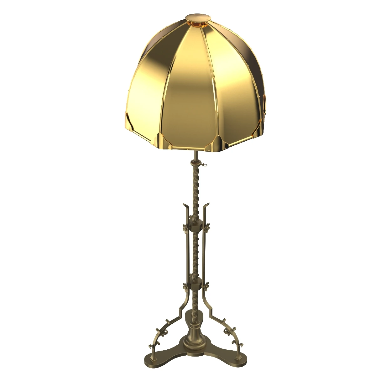 Early 1900s Solid Brass Floor Lamp 3D Model_03