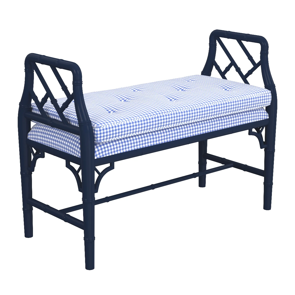 Faux Bamboo Chinese Chippendale Bench 3D Model_01