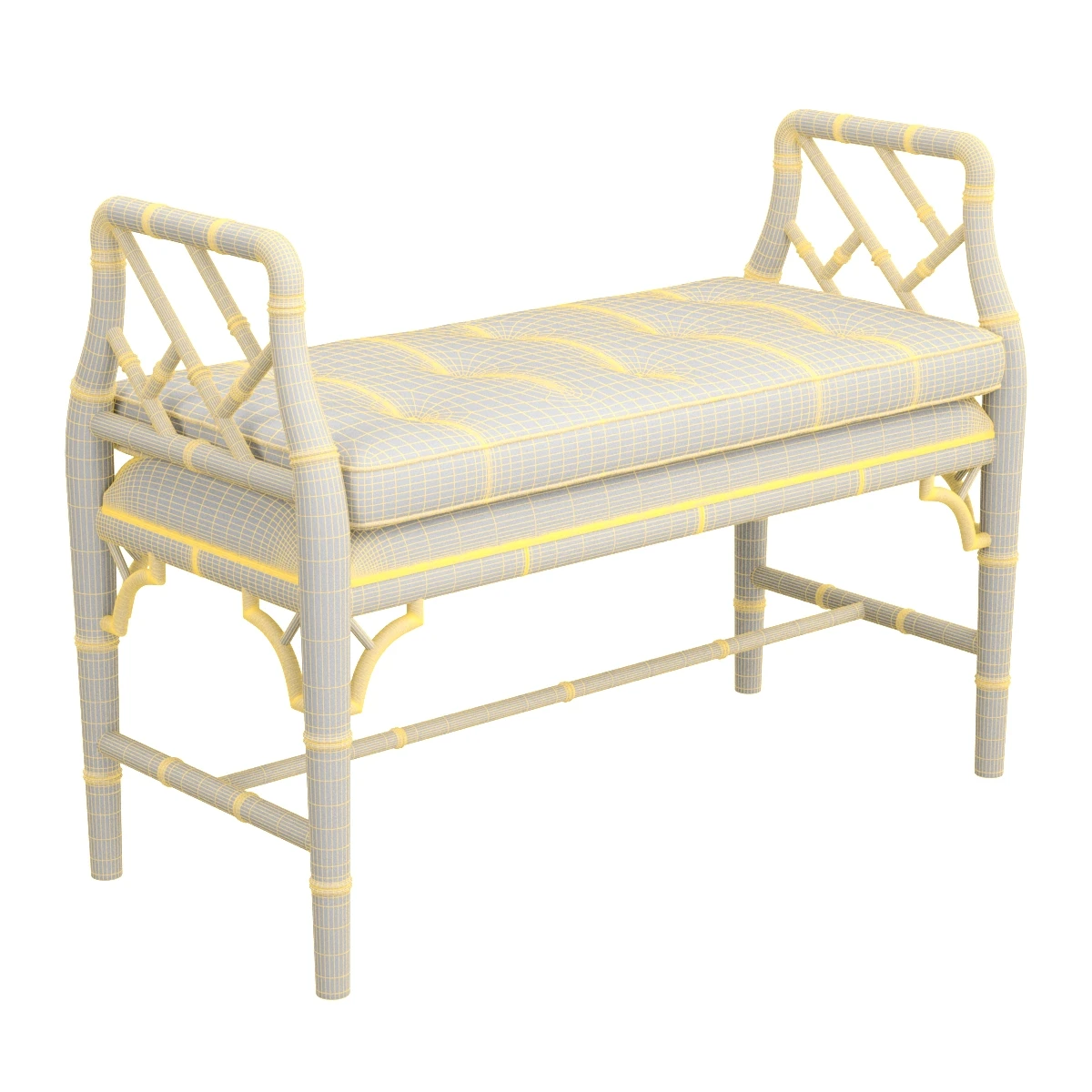 Faux Bamboo Chinese Chippendale Bench 3D Model_07