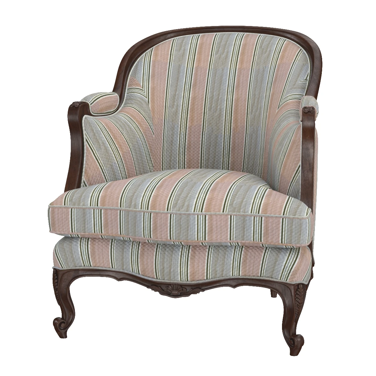 French 19th Century Walnut Bergere Chair 3D Model_01