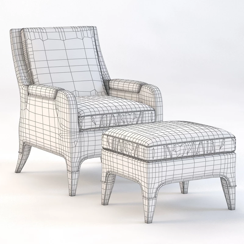 Giles Chair and Ottoman HC9507-24 3D Model_09