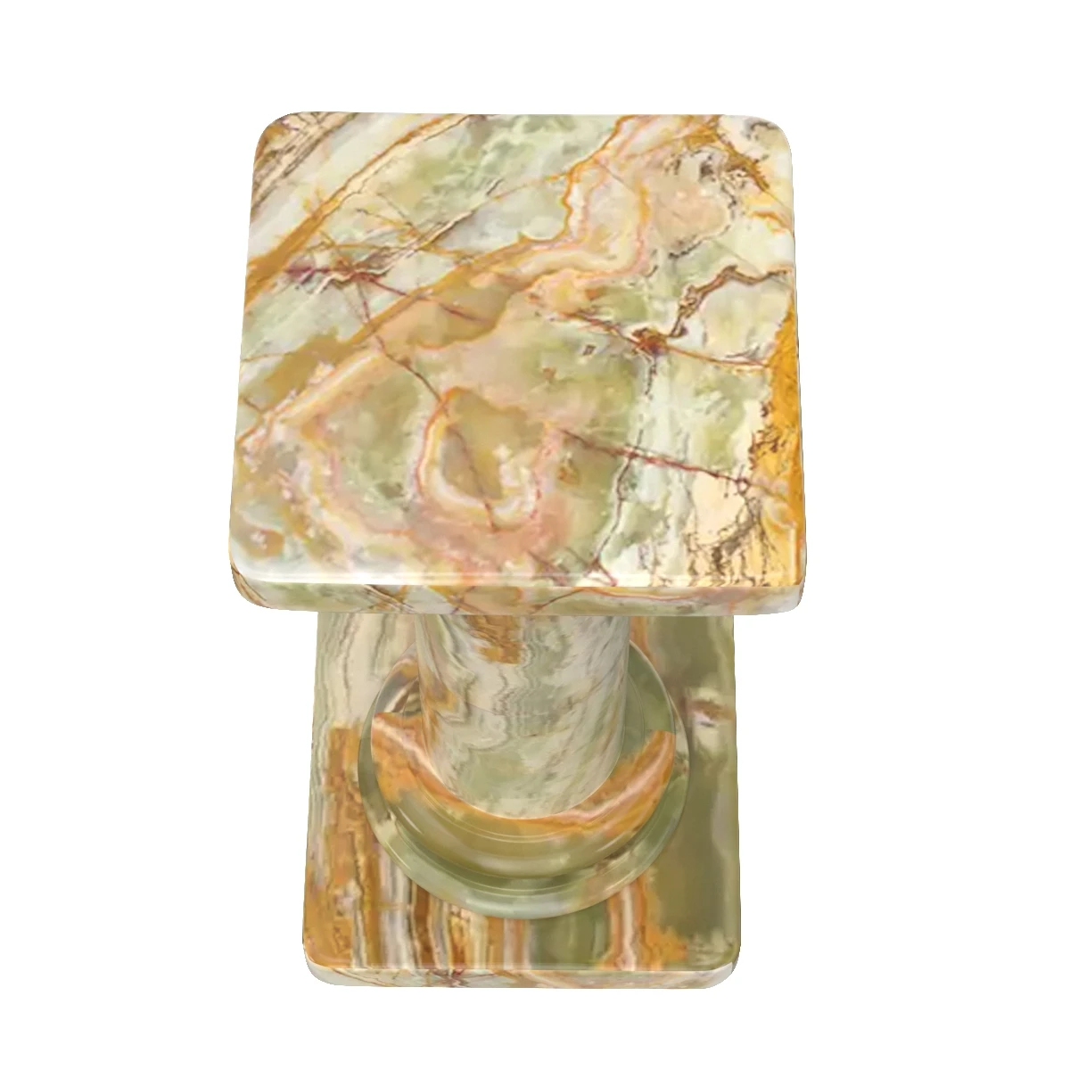 Green Onyx Classical Column Pedestal Stand Side Table 3D Model_03