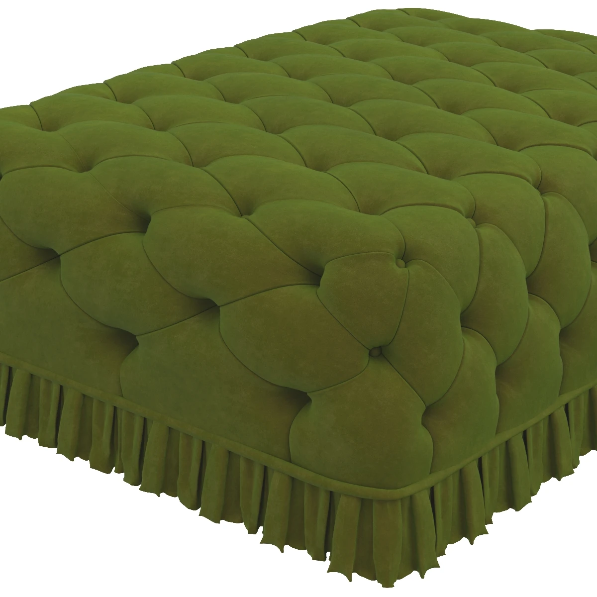 Green Rectangular Capitonne Pouf 3D Model_05