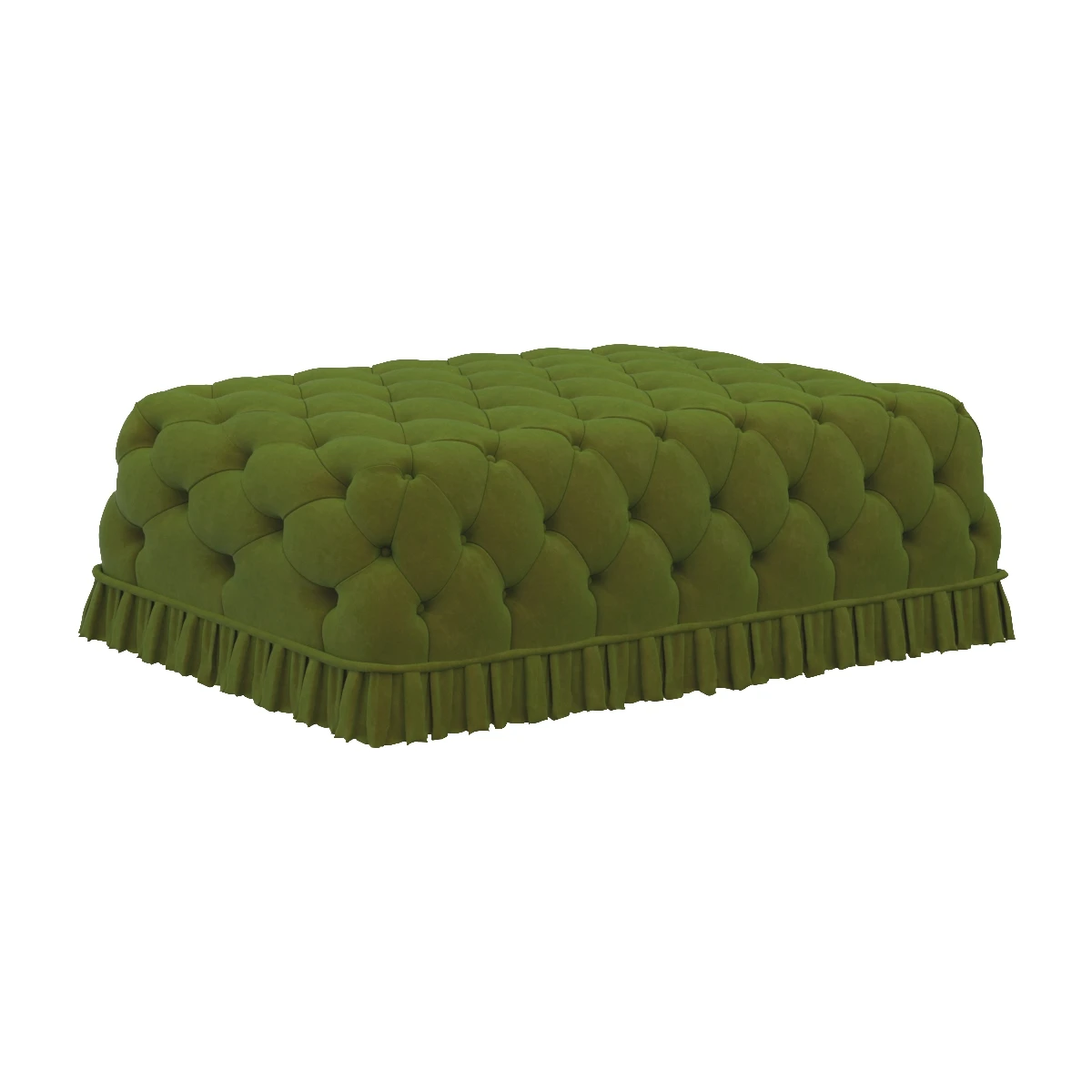 Green Rectangular Capitonne Pouf 3D Model_01