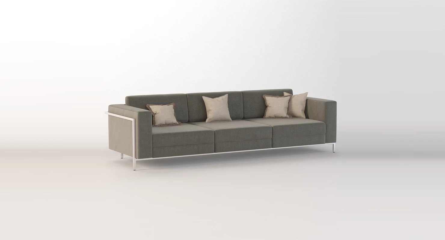 Gus Modern Davenport Three Seater Sectional Sofa 3D Model_01