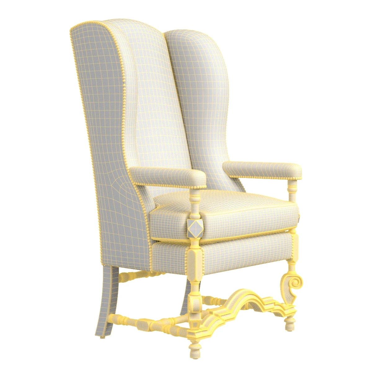 High Back Wing Chair in Maharam France circa 1860 3D Model_07
