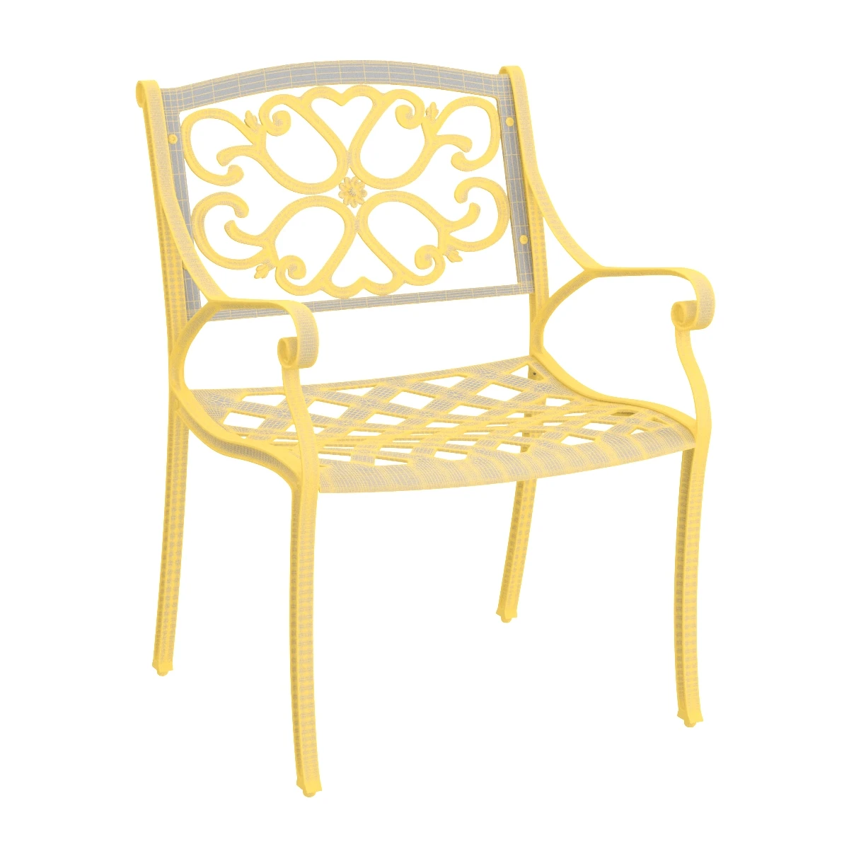 Home Styles Biscayne Set of 2 White Metal Frame Stationary Dining Chair 3D Model_07
