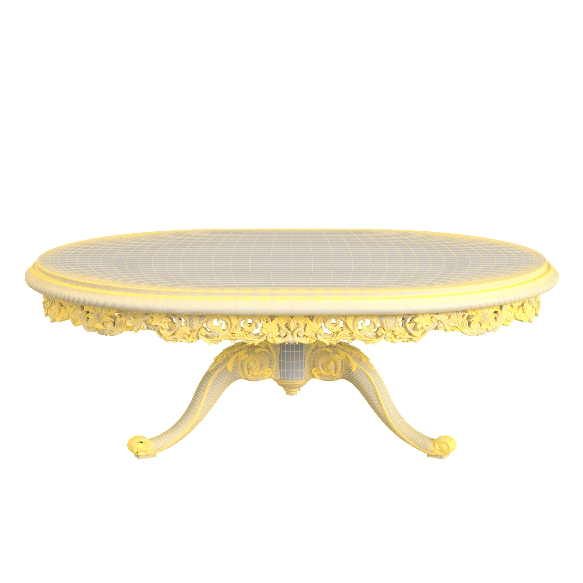 Italian Gilt Carved Inlaid Gray Coffee Table 3D Model_07