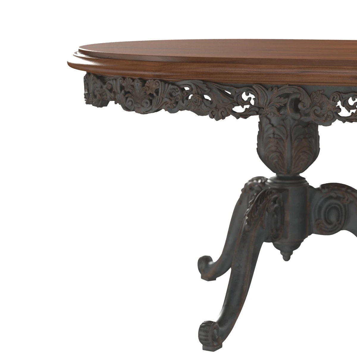 Italian Gilt Carved Inlaid Gray Dining Table 3D Model_04