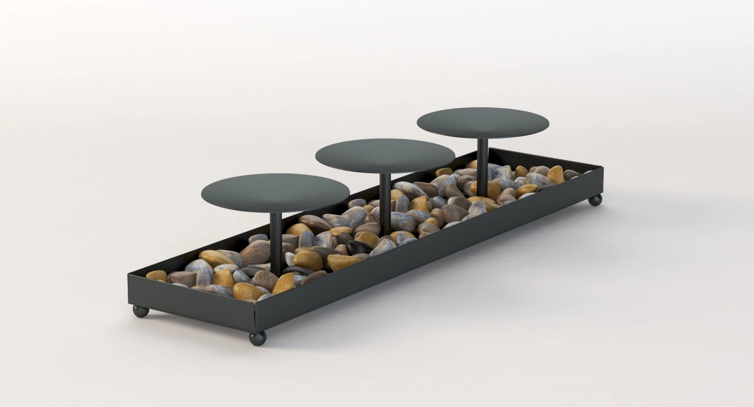 Kole Decorative Metal Candle Holder And Stones Set 3D Model_05