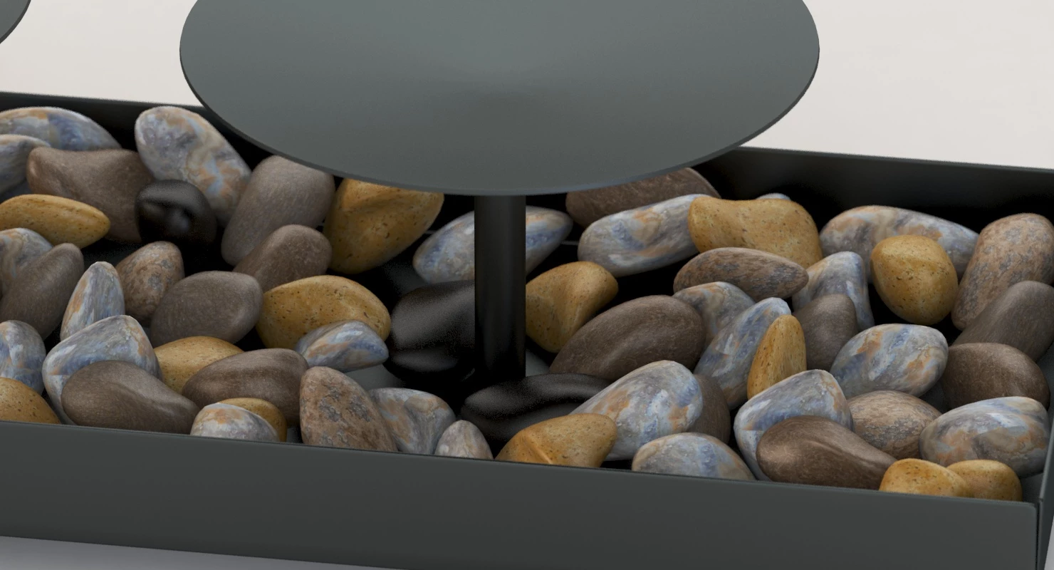 Kole Decorative Metal Candle Holder And Stones Set 3D Model_09