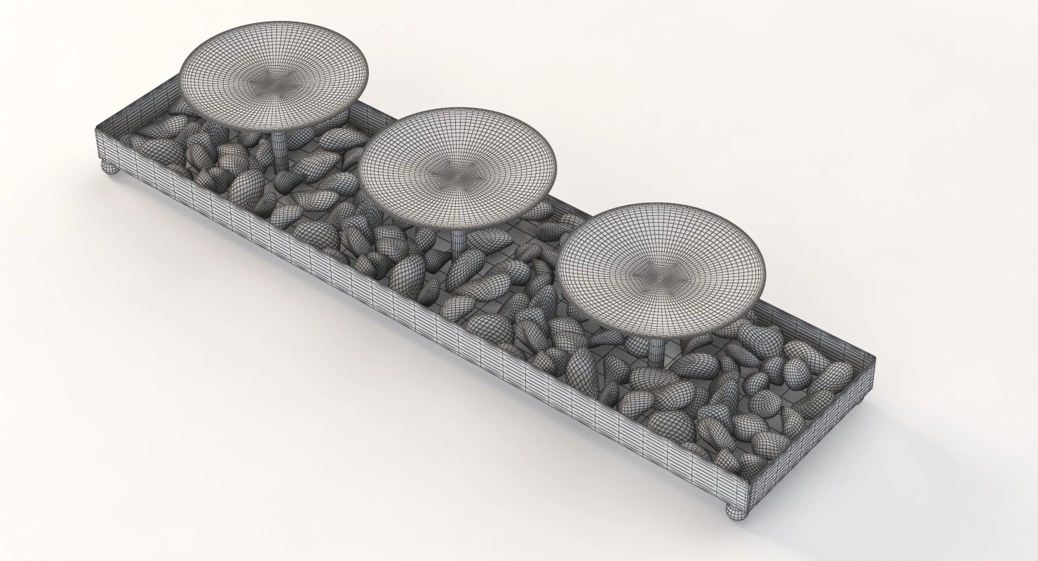 Kole Decorative Metal Candle Holder And Stones Set 3D Model_014
