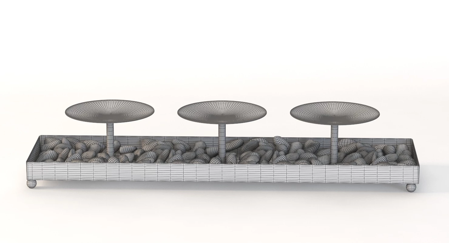 Kole Decorative Metal Candle Holder And Stones Set 3D Model_012