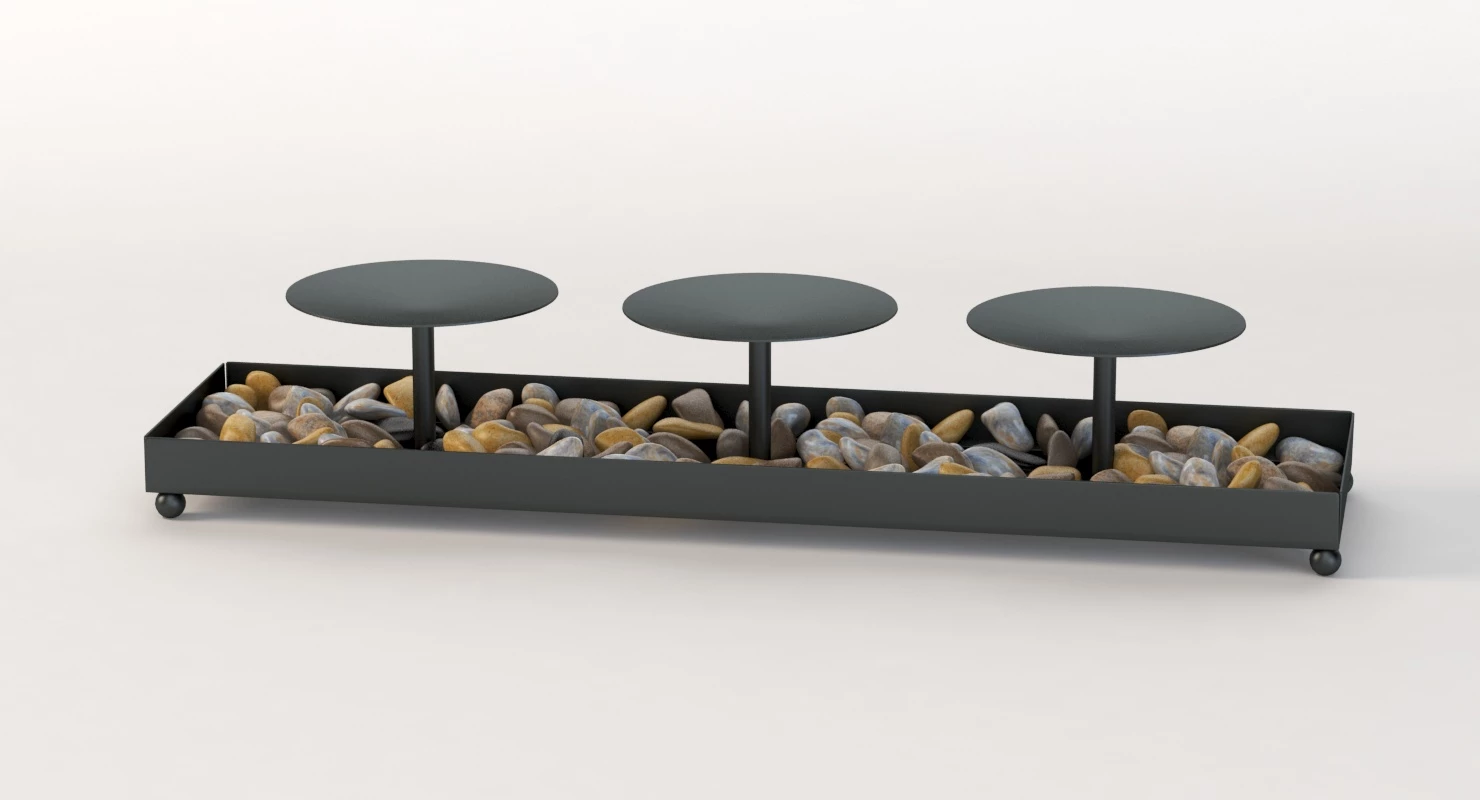 Kole Decorative Metal Candle Holder And Stones Set 3D Model_04