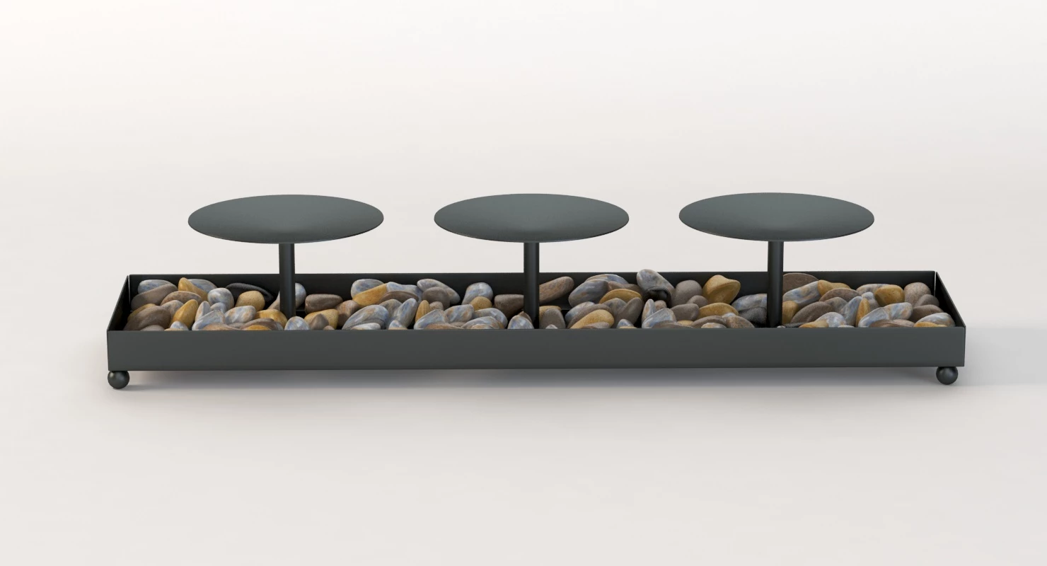 Kole Decorative Metal Candle Holder And Stones Set 3D Model_07