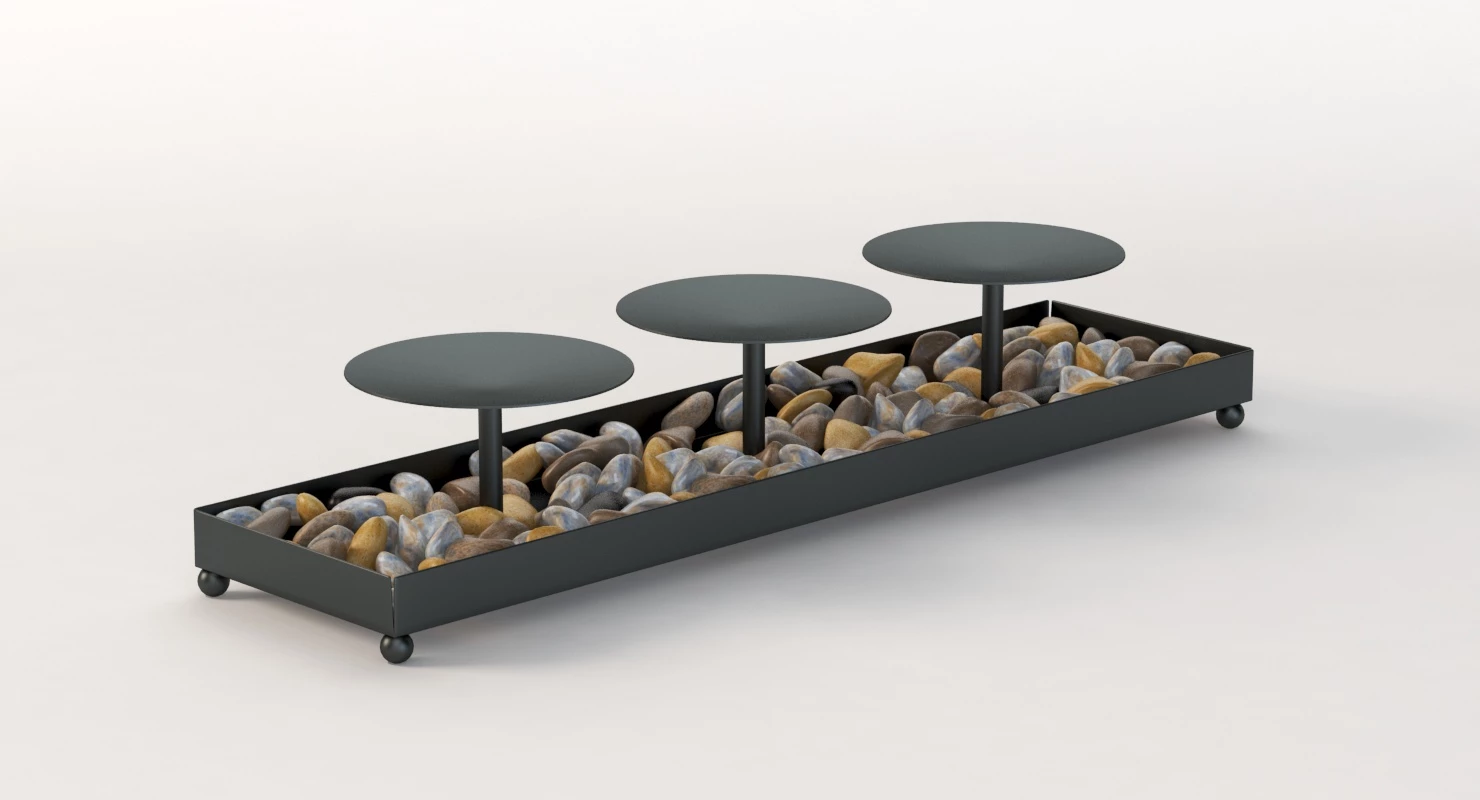 Kole Decorative Metal Candle Holder And Stones Set 3D Model_01