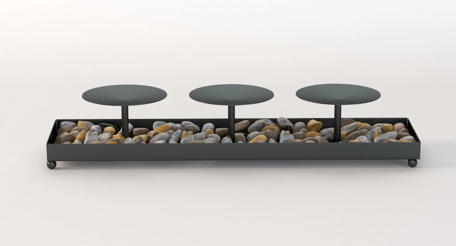 Kole Decorative Metal Candle Holder And Stones Set 3D Model_010
