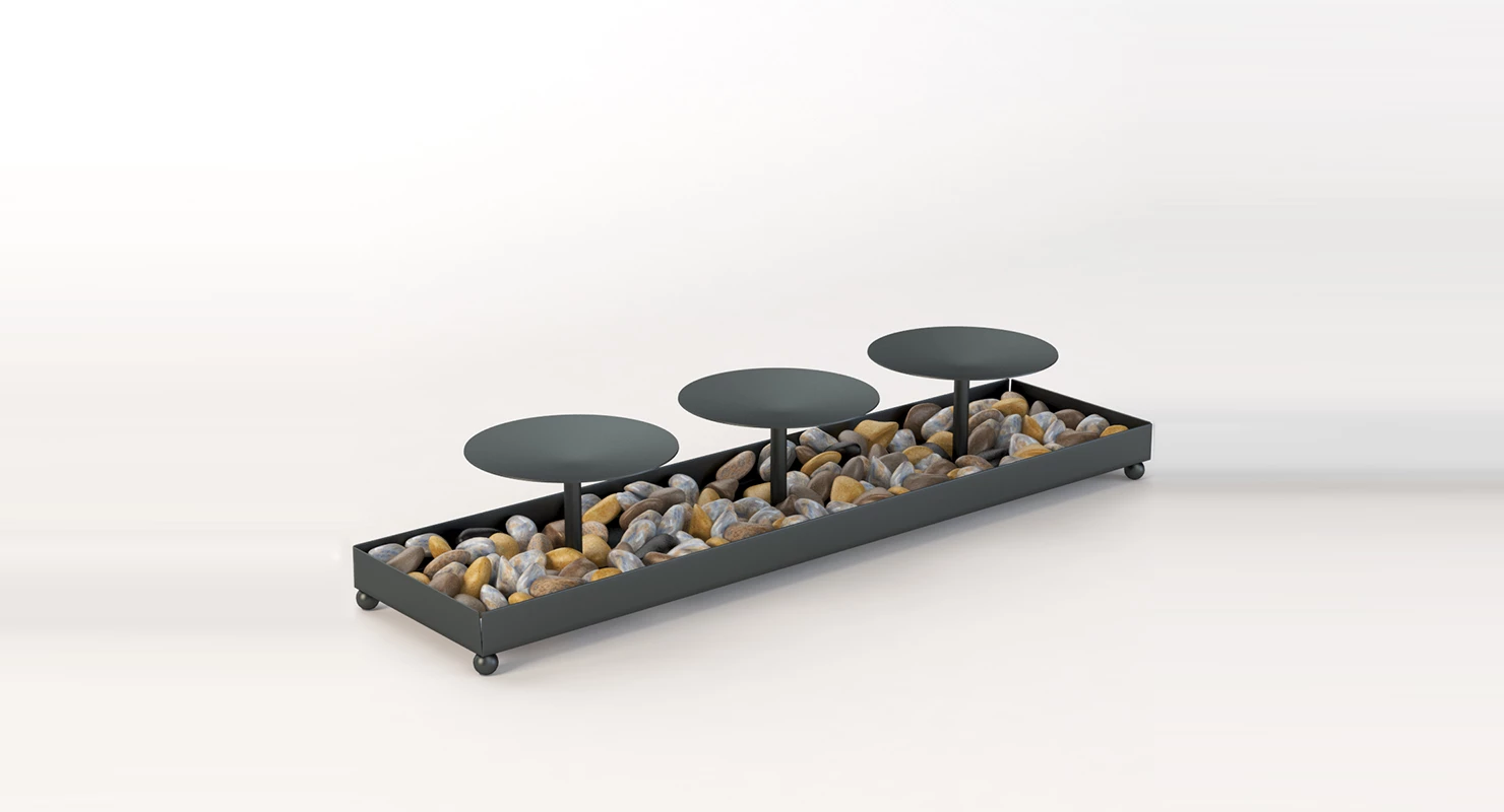 Kole Decorative Metal Candle Holder And Stones Set 3D Model_08