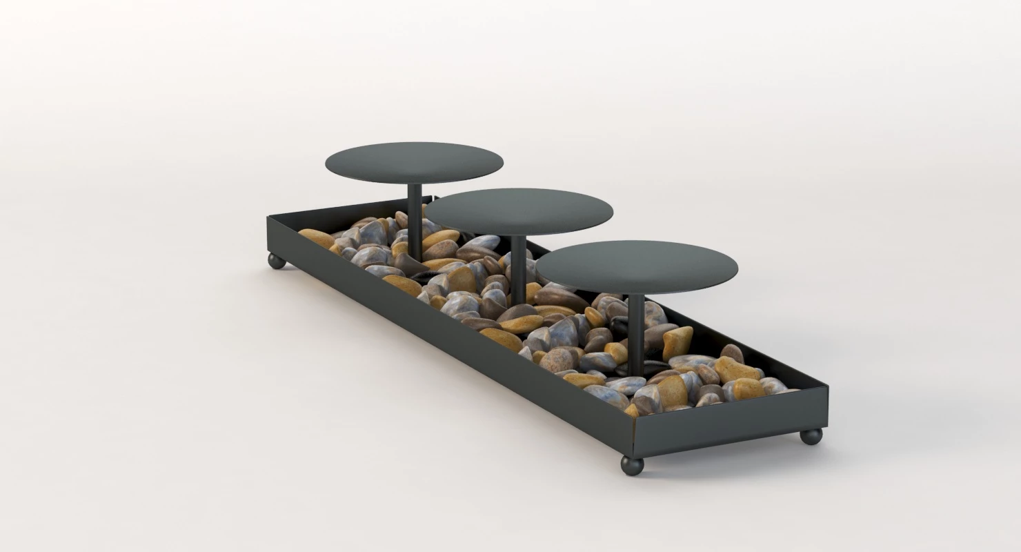 Kole Decorative Metal Candle Holder And Stones Set 3D Model_06