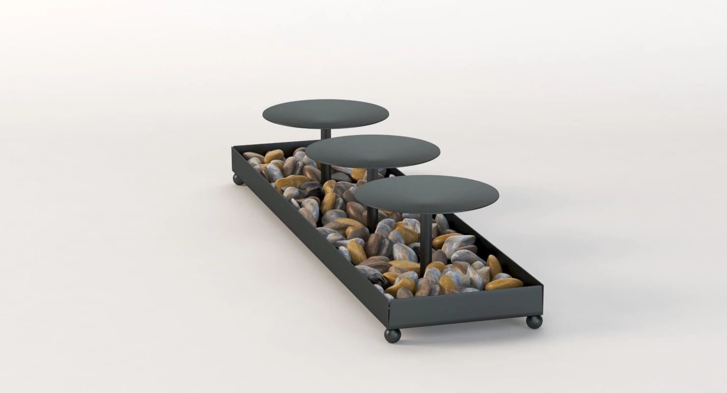 Kole Decorative Metal Candle Holder And Stones Set 3D Model_03