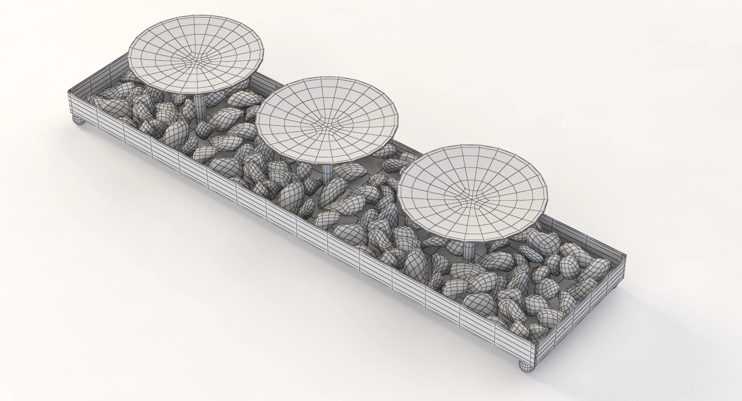 Kole Decorative Metal Candle Holder And Stones Set 3D Model_013