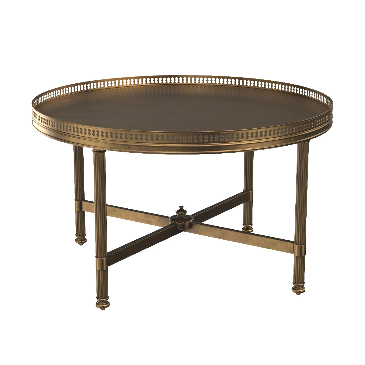 Maison Jansen Small Round Brass Coffee Table 3D Model_01