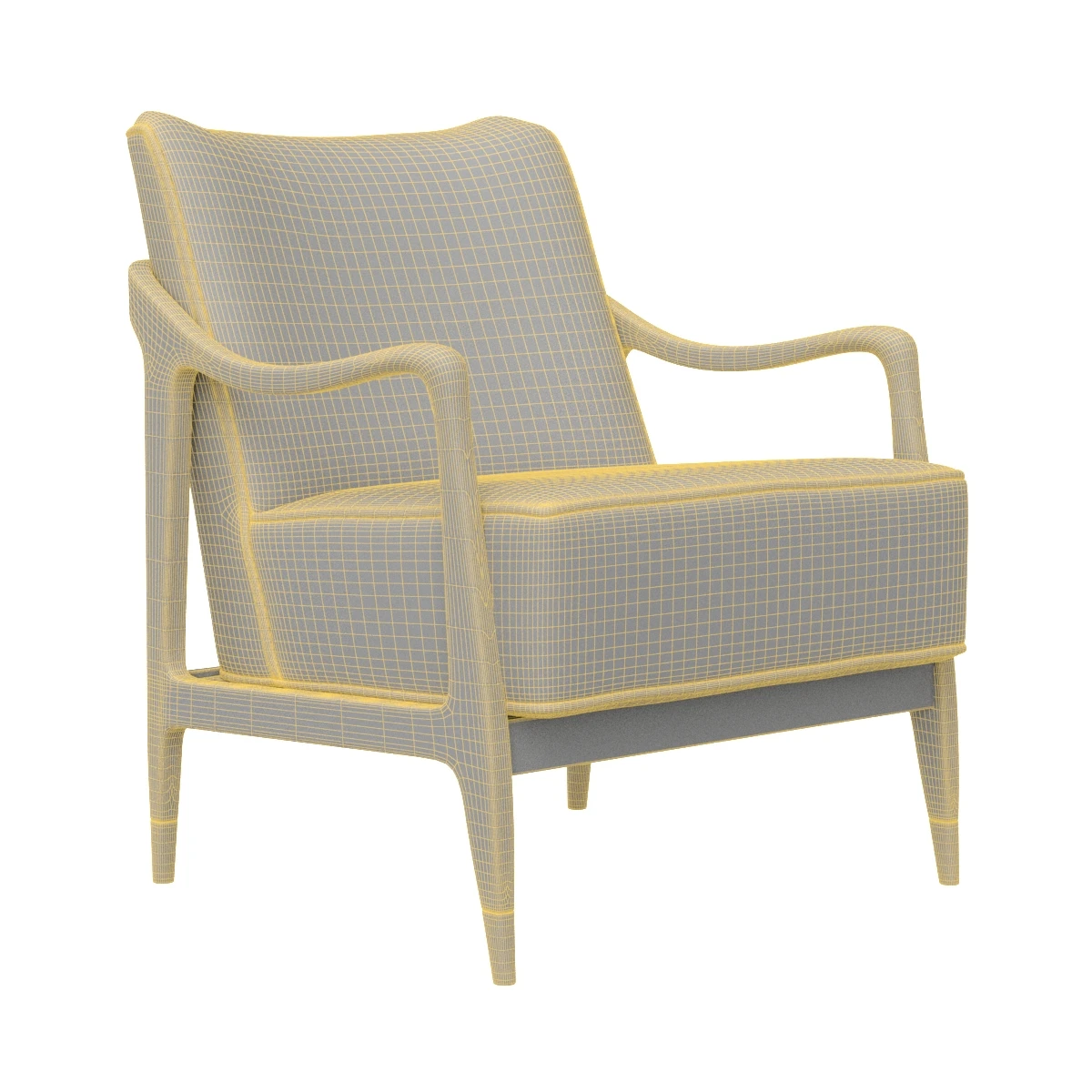 Midcentury Sculptural Gio Ponti Style Walnut Lounge Chair 3D Model_07