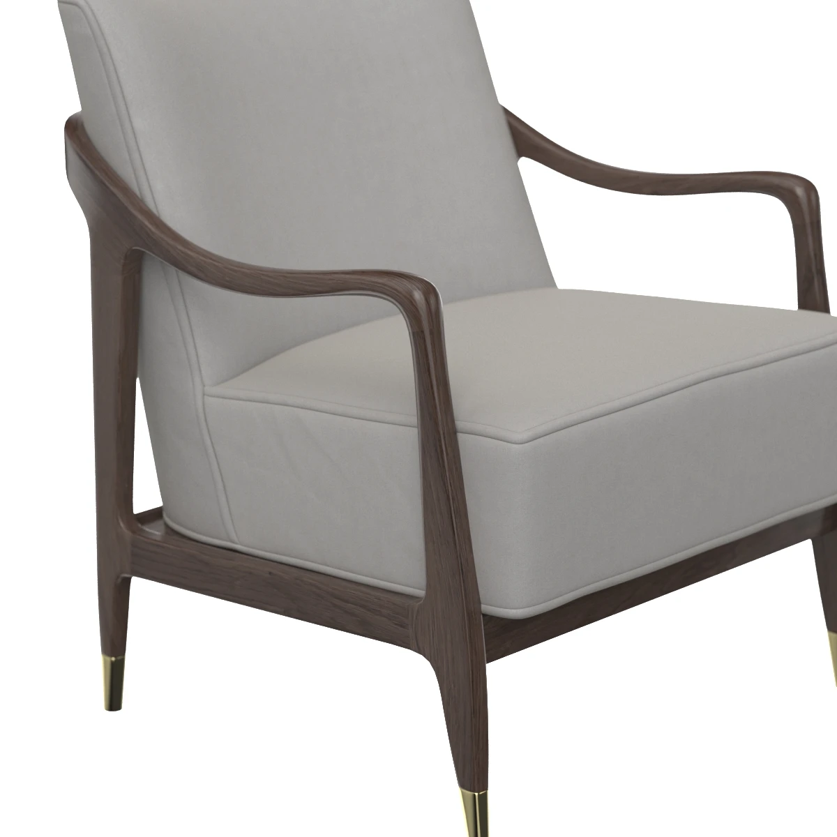 Midcentury Sculptural Gio Ponti Style Walnut Lounge Chair 3D Model_05
