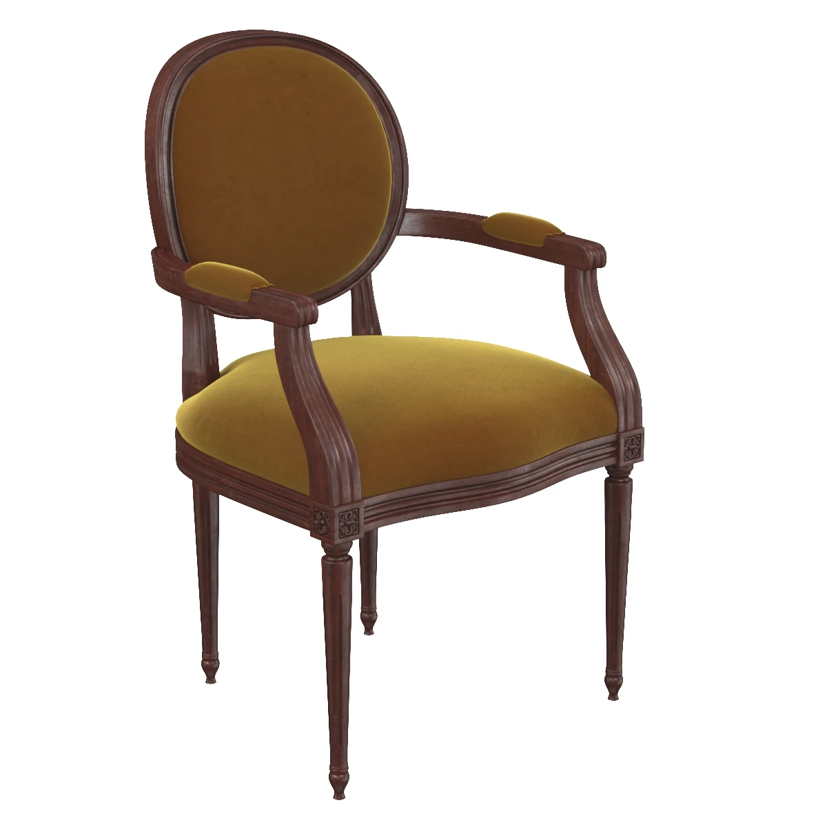 Oval Back Dining Chair with Arms 3D Model_01